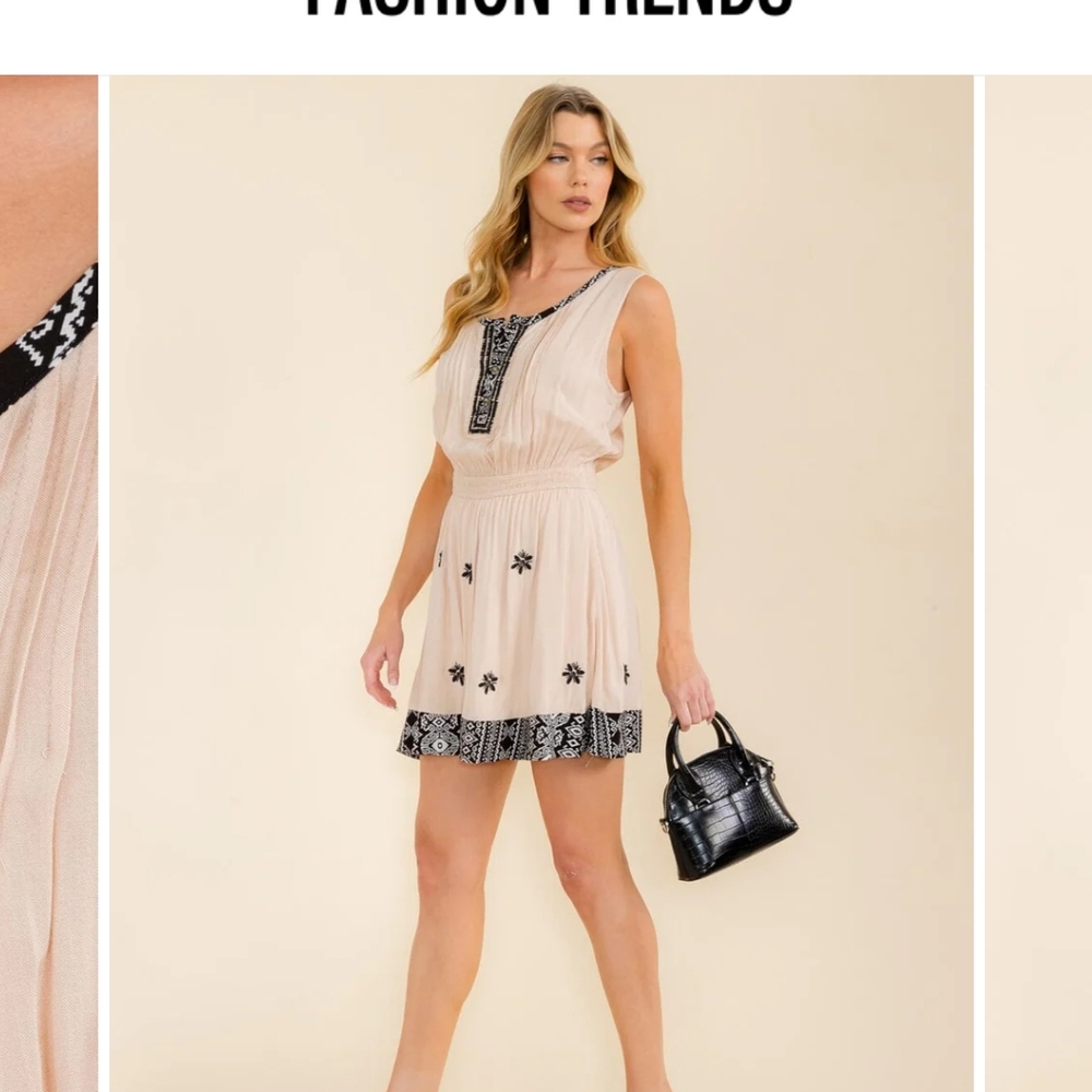 19 Elegant Cream and Black Embroidered Dress